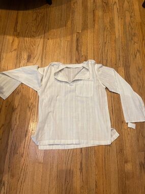 Fabindia Lightweight White Striped Long Sleeve Shirt